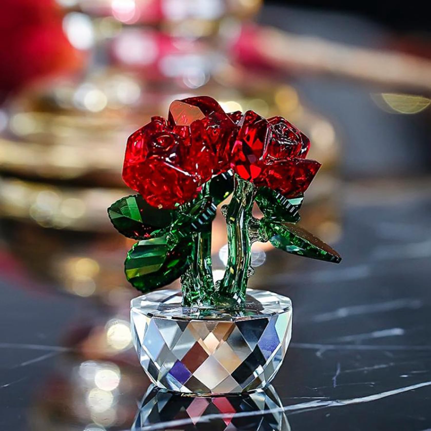 Amazon.co.jp: 薔薇の花 クリスタル ガラス 置物 ヒーリング