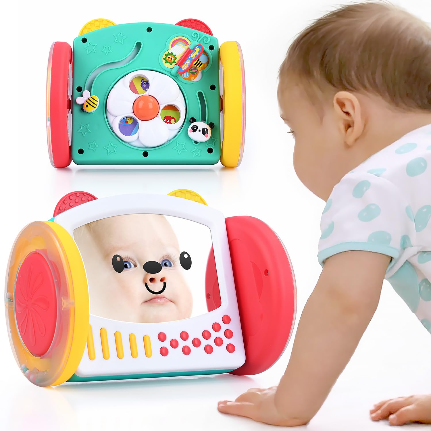 Amazon.com: PLAY Tummy Time Toys Rolling Baby Mirror Activity Toy