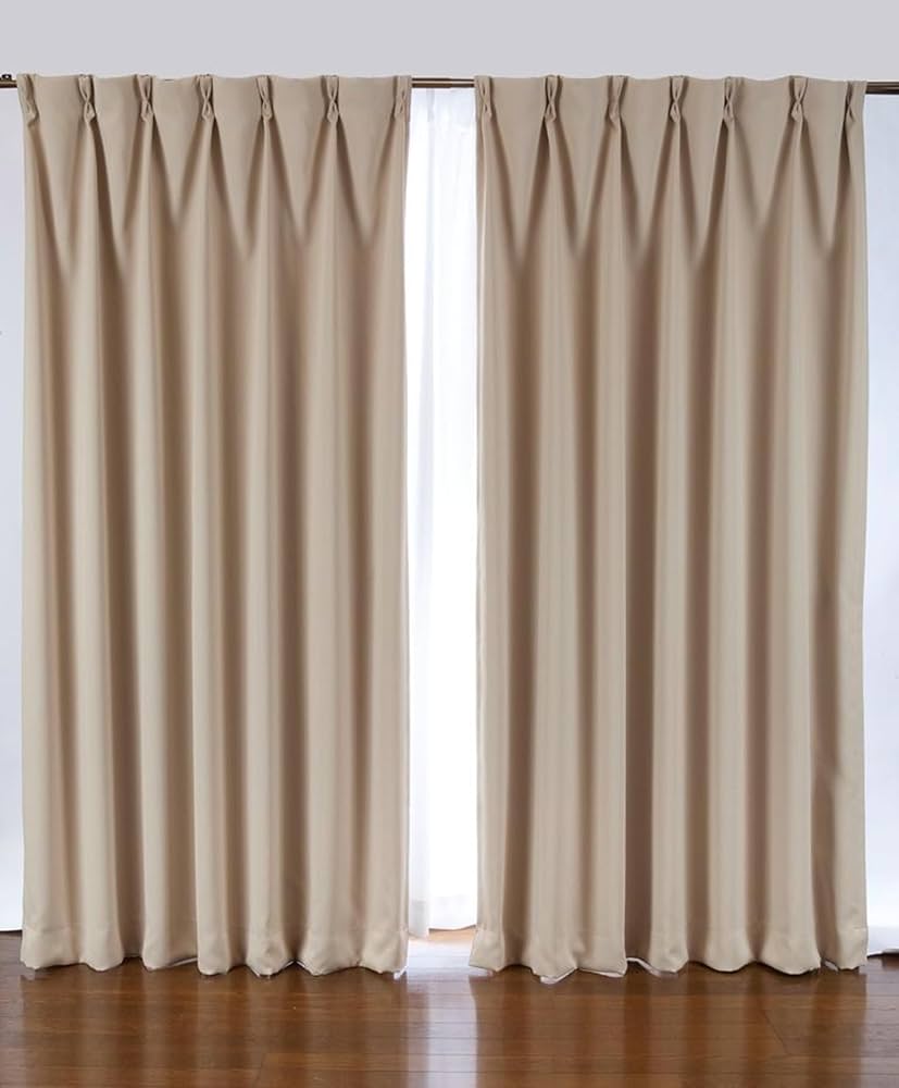 Amazon｜1級遮光カーテン 2枚入り ベージュ巾100X丈110｜カーテン