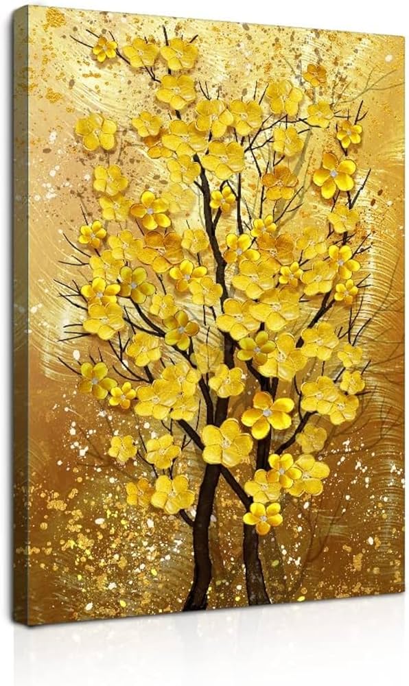 Amazon.co.jp: アートパネル風水絵玄関油絵絵画金運アップお幸運の木