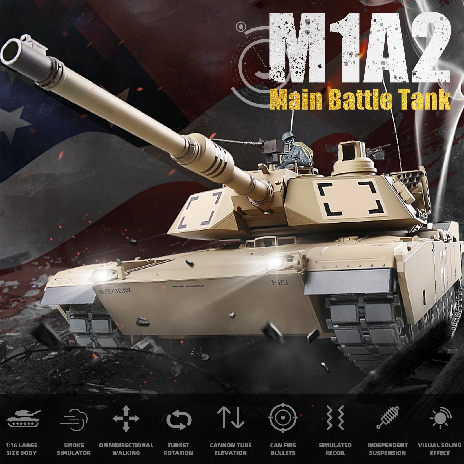 Amazon.co.jp: BESTYMXY RC戦車 US M1A2 エイブラムス陸軍戦車