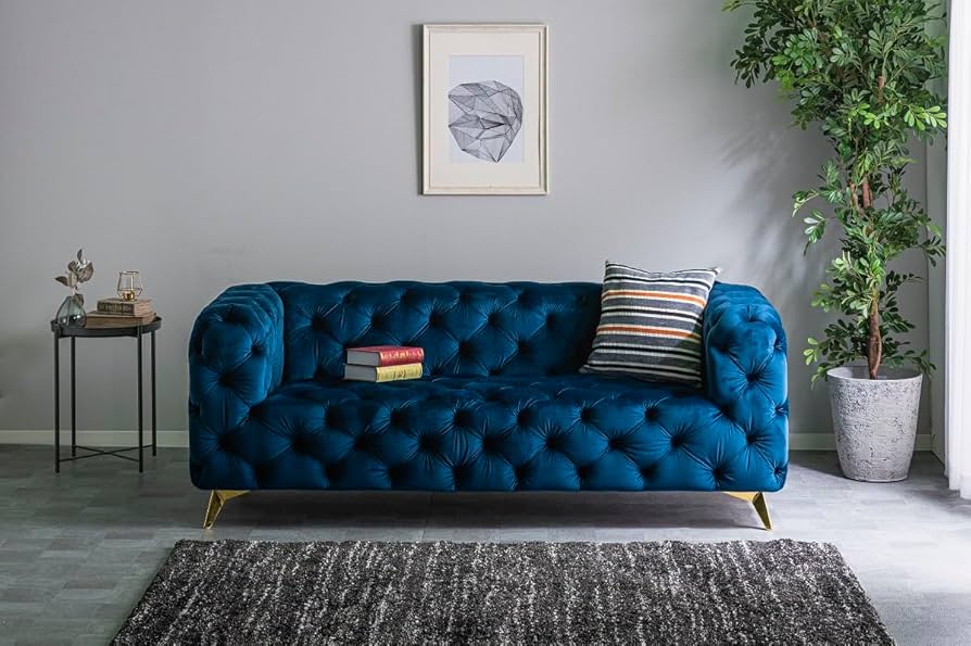 Amazon｜【開梱設置付き】英国調 チェスターフィールド ベルベット生地