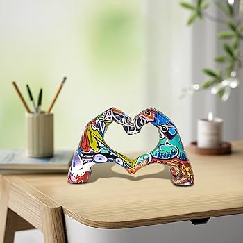 Amazon.co.jp: ジェスチャーハートアート、愛の手のシンボル像、ハート