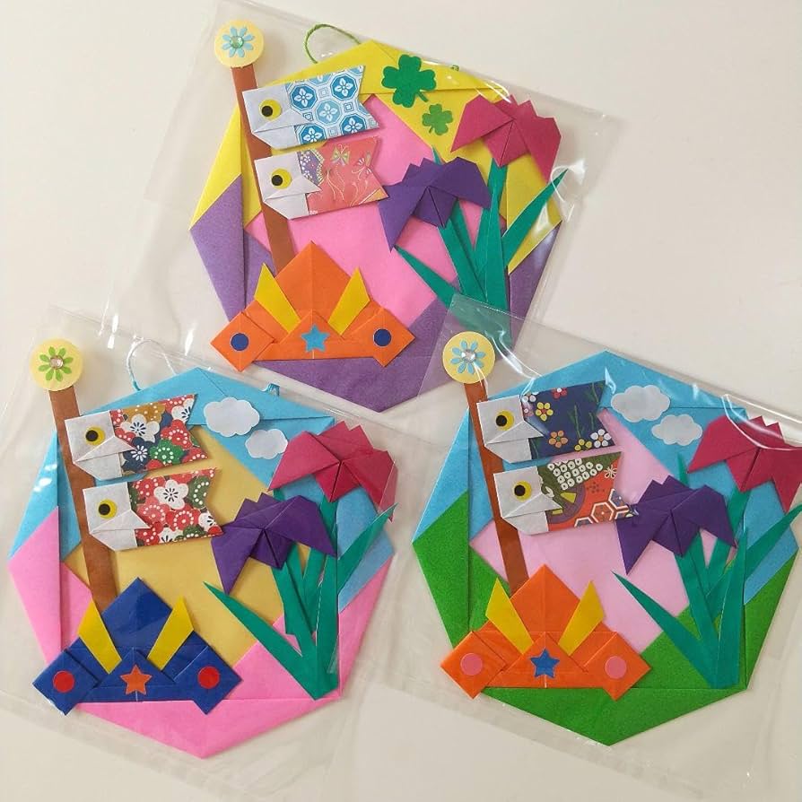 Amazon.co.jp: 折り紙リース 5月壁面飾り こいのぼりとあやめ3枚(こ28