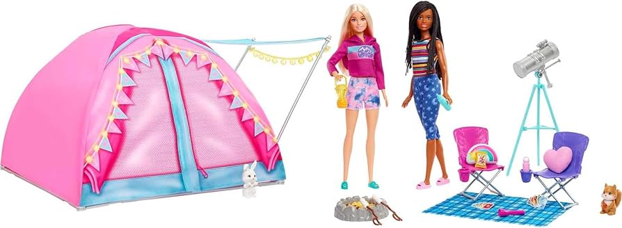 Amazon.com: Barbie Dolls & 20 Accessories, It Takes Two Camping