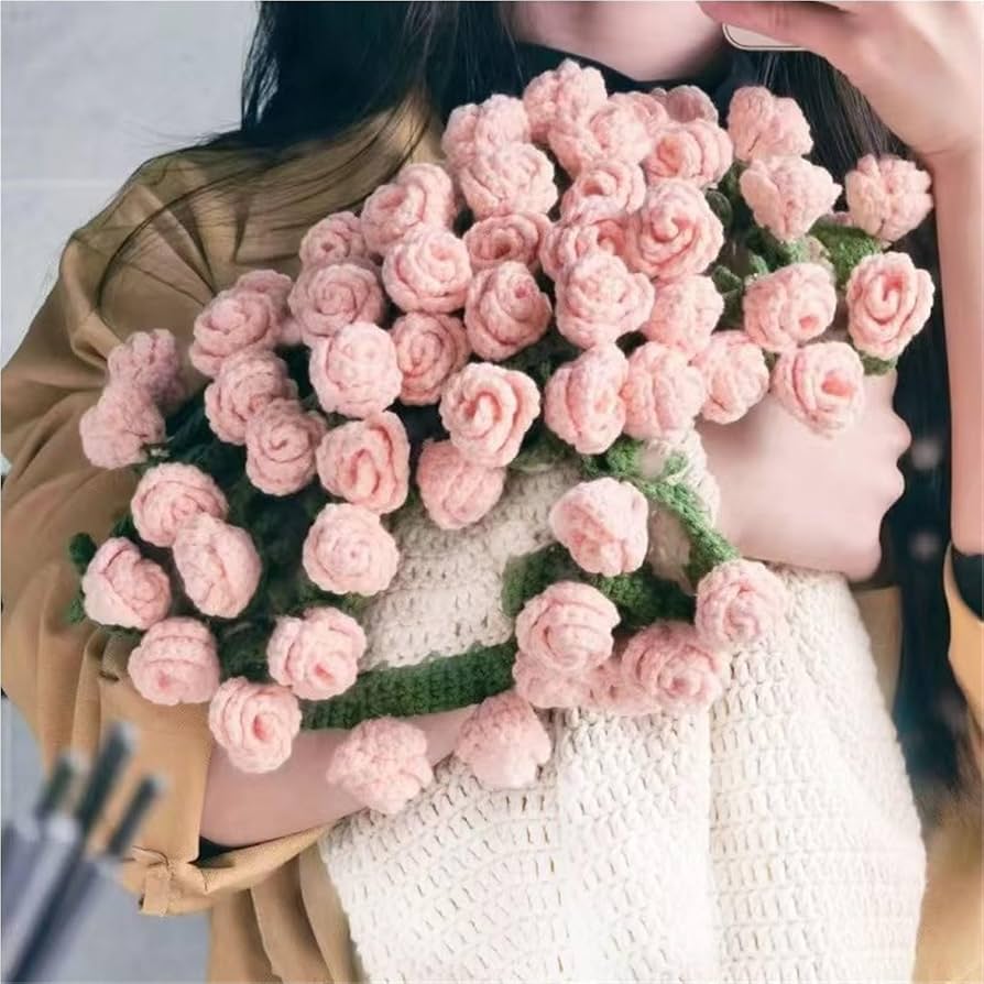 Amazon.co.jp: 完成品 かぎ針編みの花束ブランケット、花バラ