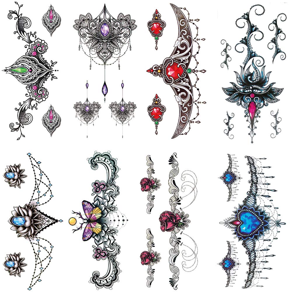 Amazon.co.jp: Yesallwas タトゥーシール セクシー 胸の下 8枚セット