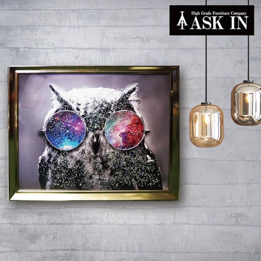 Amazon.co.jp: クリスタルアート オウルグラス アートパネル 66x56cm