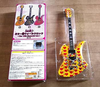 Amazon.co.jp: hide ⑬ イエローハート ギター型 ウォールクロック X