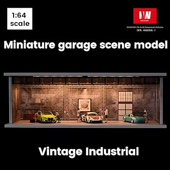 Amazon.co.jp: ジオラマ 1/64 ガレージモデル 3色LED照明 ダイキャスト