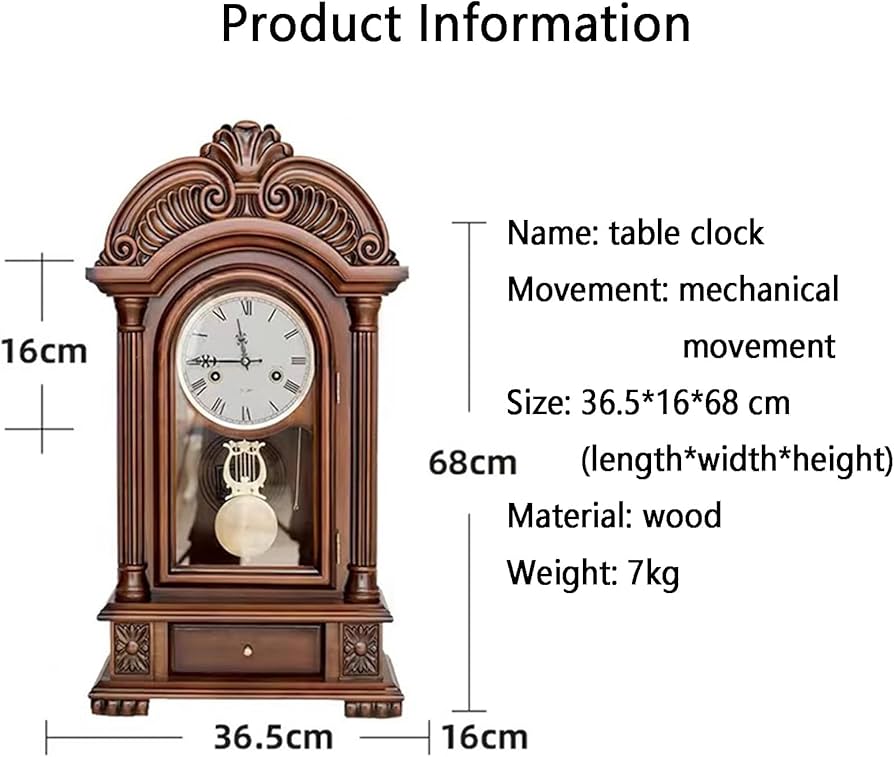 Amazon.co.jp: レトロな機械式卓上時計、置き時計、引き出し付き木製