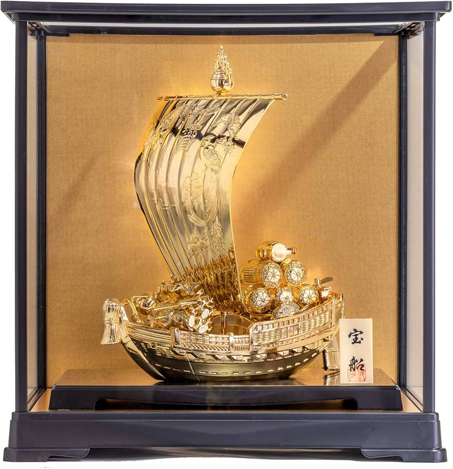 Amazon.co.jp: 開運 宝船 （金メッキ/24金）＿置物 宝船 高岡銅器