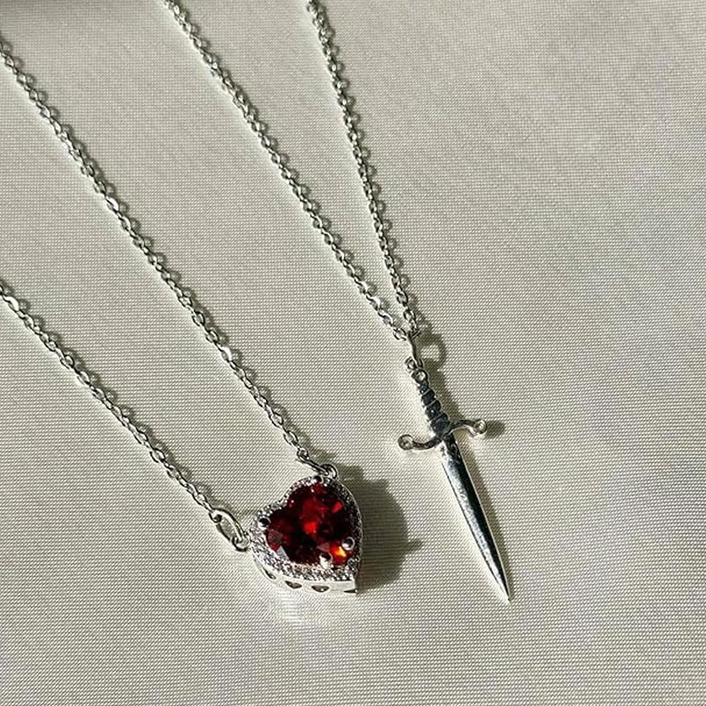Amazon.com: dsmrosp Heart and Sword Necklace,Hearts S word