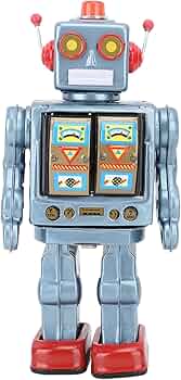 Amazon.co.jp: 金属ブリキロボット玩具、電動回転フィギュアモデル大人