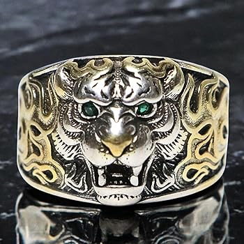 Amazon.co.jp: [ベルクート] シルバー 虎 銀メッキ 指輪 メンズ リング
