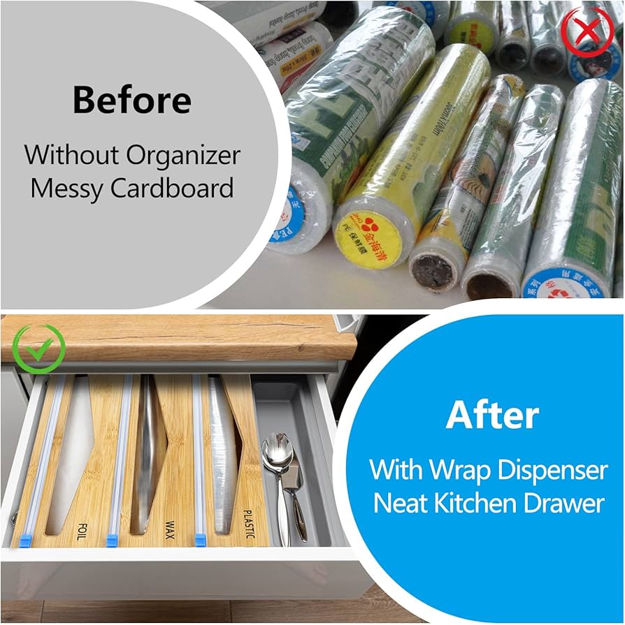 3 in 1 Plastic Wrap Dispenser with Cutter, Foil and Plastic Wrap