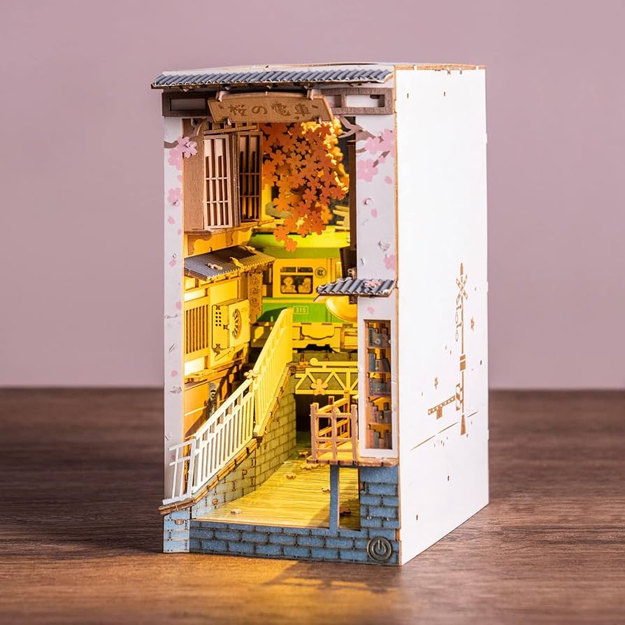 Amazon.co.jp: DIY Book Nook Kit Sakura Train 3D Wooden Puzzle