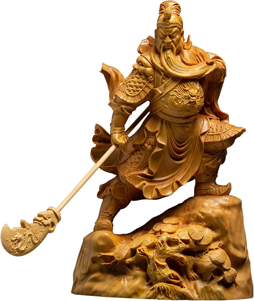 Amazon.co.jp: 関羽置物 木製フィギュア ツゲ 柘植木彫り【 三国志