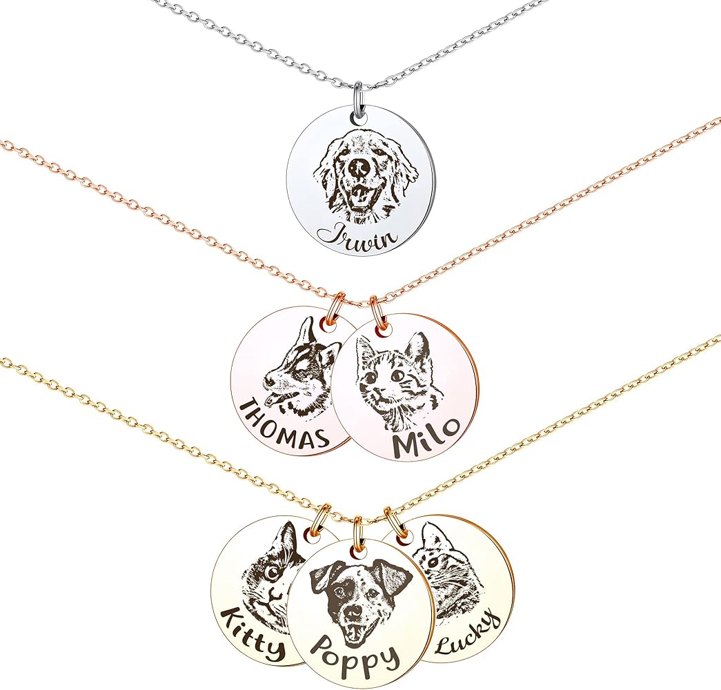 Amazon.com: Anavia Personalized Pet Portrait Necklace, Handmade