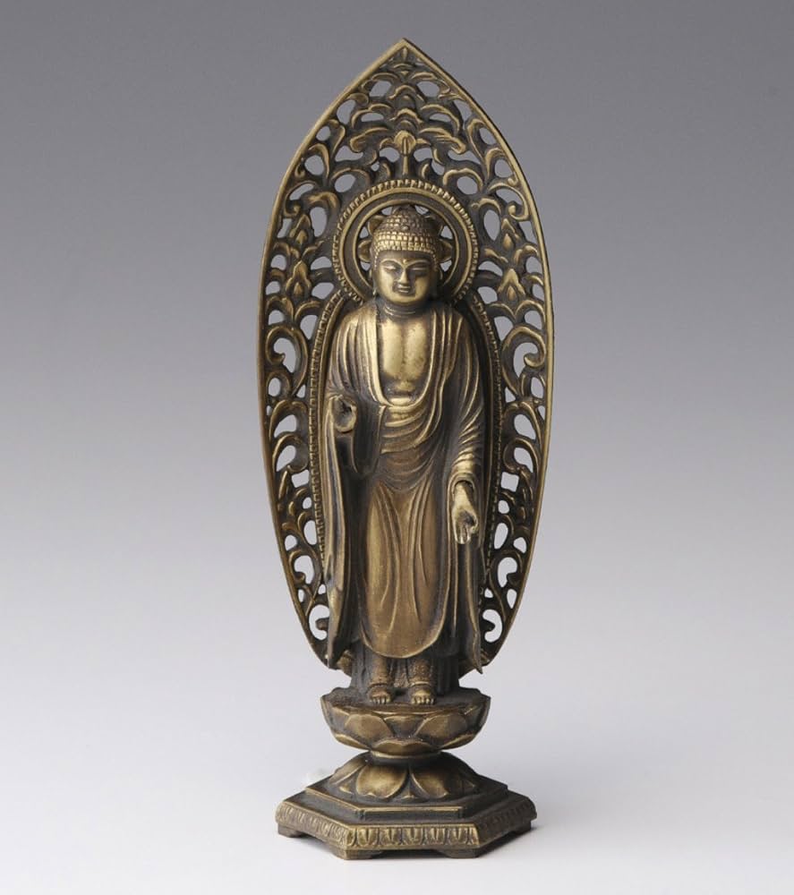 Amazon｜仏像 阿弥陀如来立像 15cm（古美金仕上げ） 仏師：牧田秀雲