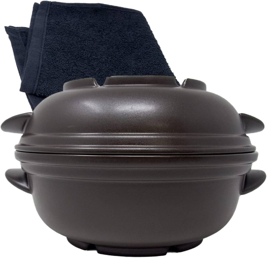 Amazon | 磁性鍋 レンジ用 両手鍋 Lサイズ 1600cc 3～4人用 4点1セット
