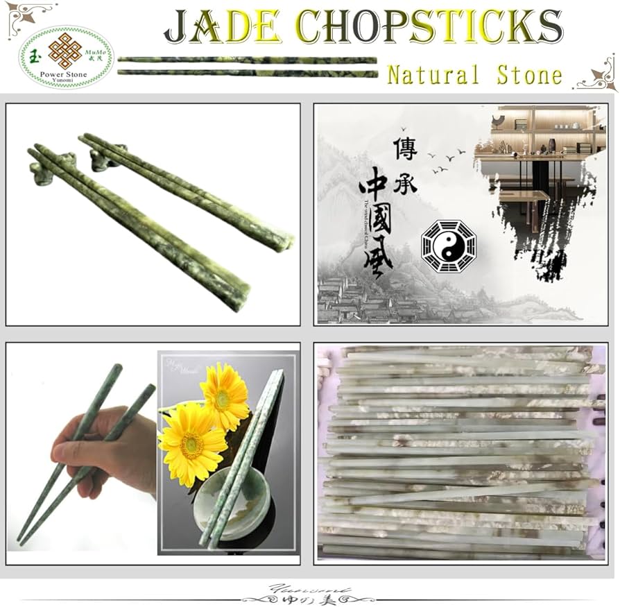 Amazon | 本翡翠箸 ペア ミャンマー産 手作り ヒスイ お箸 天然翡翠箸