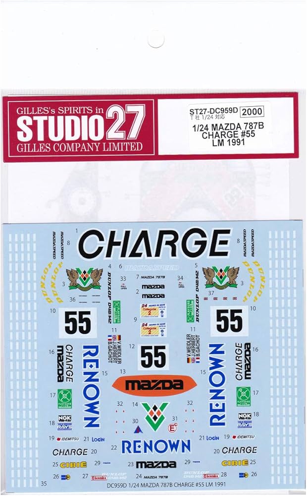 Amazon | 【STUDIO27/スタジオ27】1/24 マツダ 787B CHARGE #55 LM