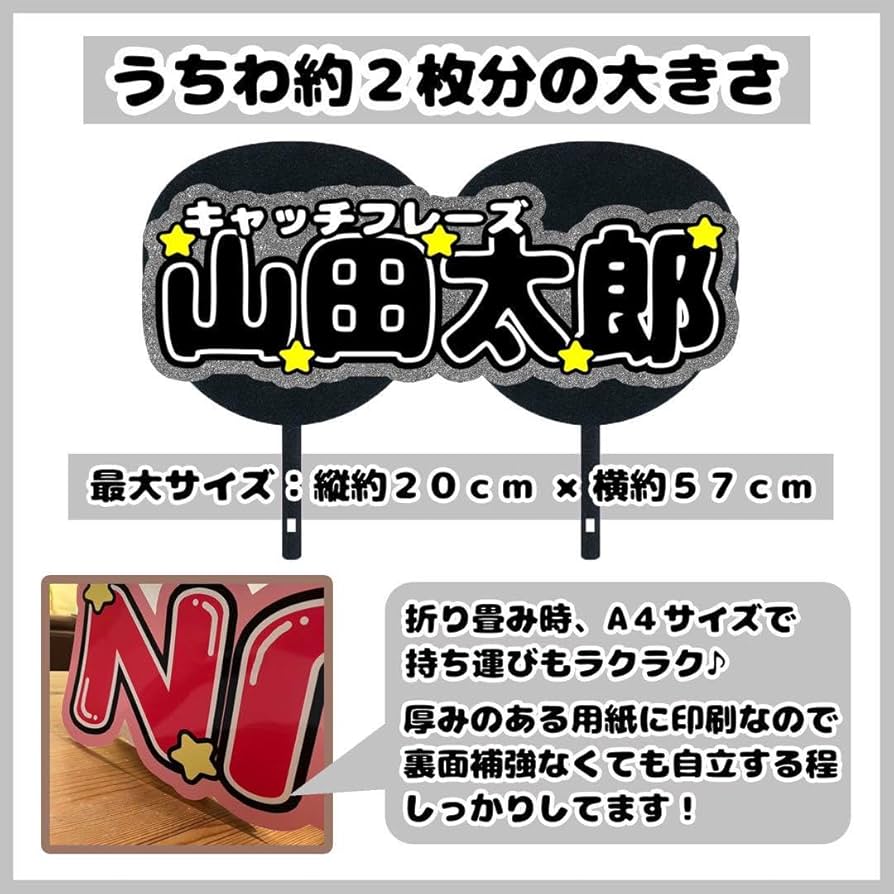 Amazon.co.jp: 連結文字セミオーダー黒Mサイズ連結団扇 文字パネル