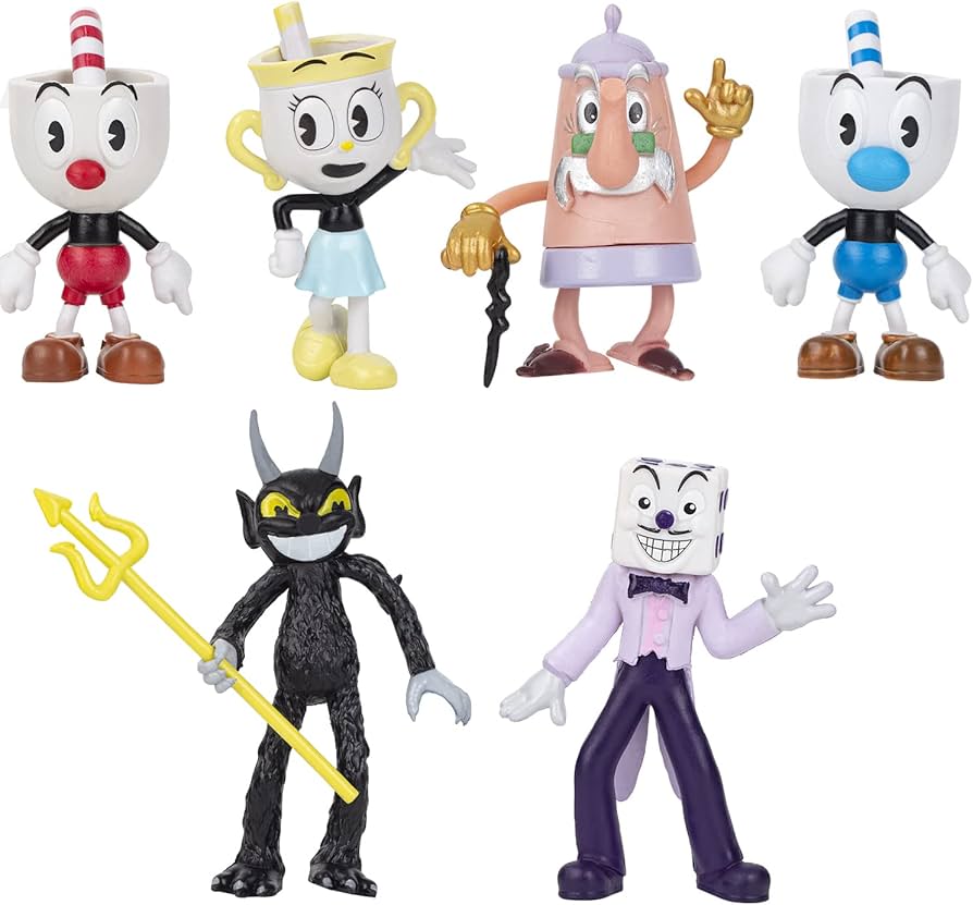 Amazon.co.jp: Cuphead Toys 6パック - 新しいカップヘッドアクション