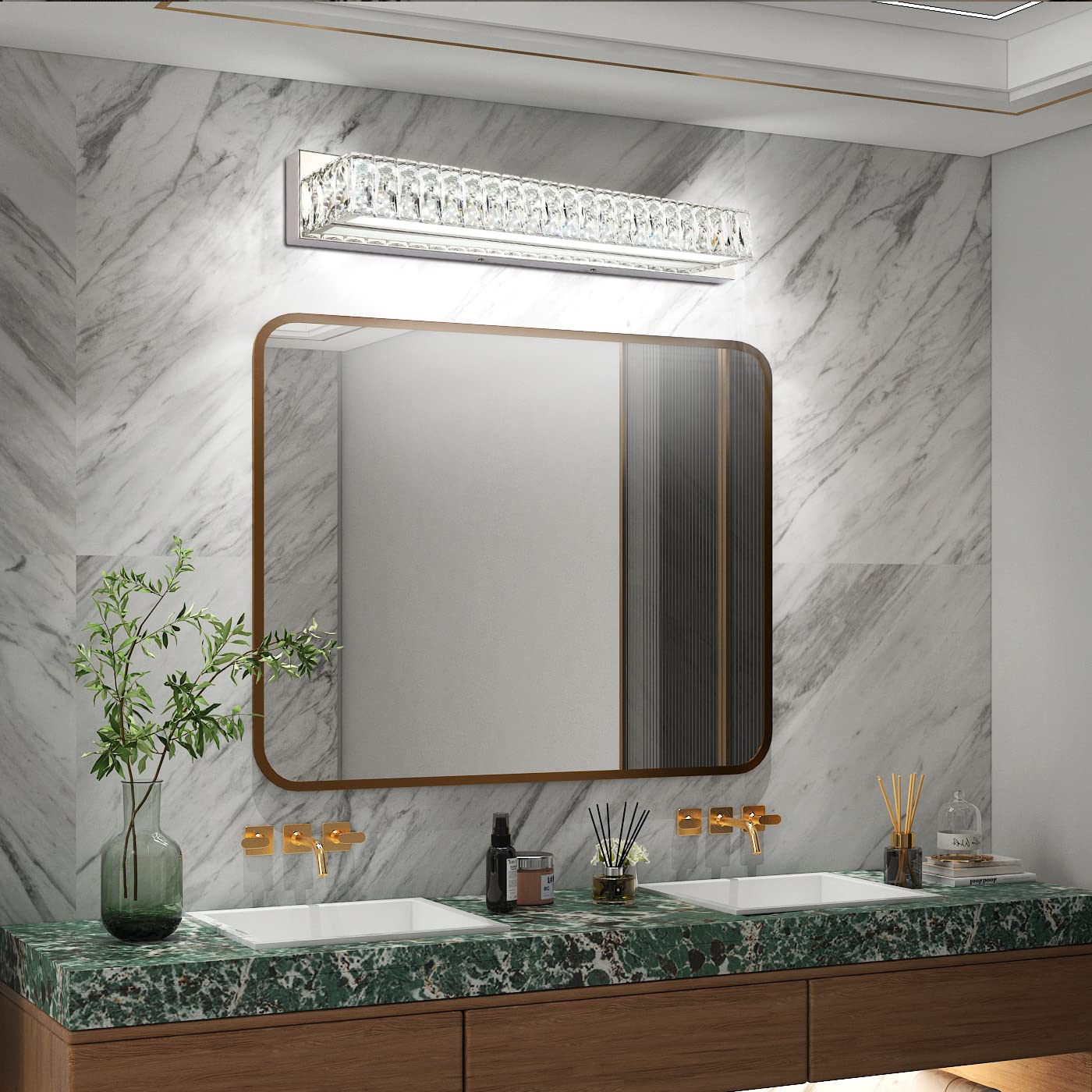 ZUZITO Modern Bathroom Light Fixtures Over Mirror 30 inch Crystal