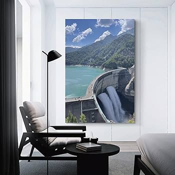 Amazon.co.jp: 黒部ダムポスター プリント キャンバス 絵画 壁アート