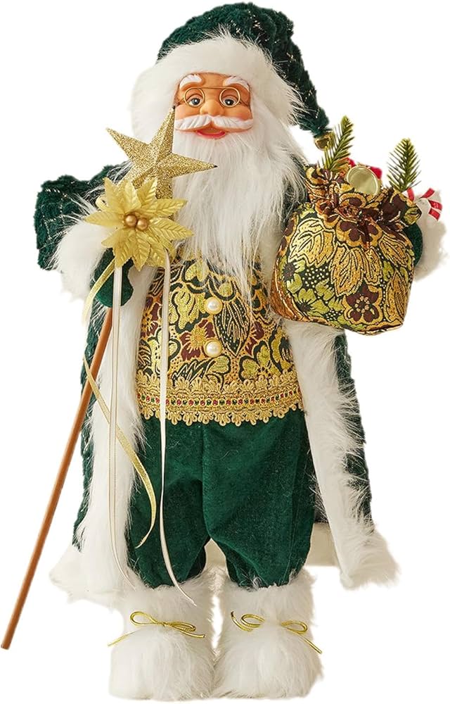 Amazon.co.jp: 緑のドレスのサンタクロース人形 - 11.8 インチの