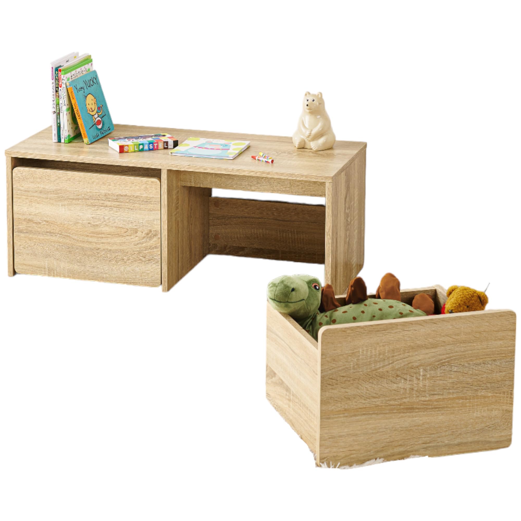 Amazon.co.jp: 萩原 収納ベンチ 引き出し付き 簡易 デスク 【子供部屋