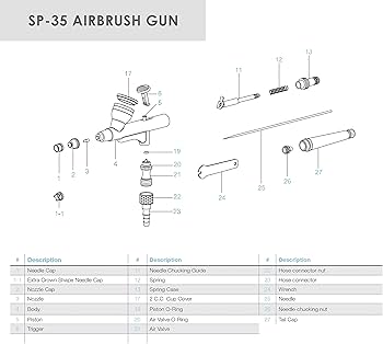 Amazon.com: TEMPTU Gravity Feed Airbrush, SP-35 Dual Action