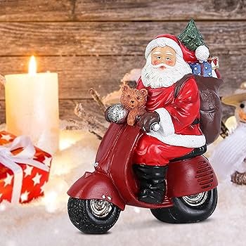 Amazon.co.jp: クリスマスの装飾、サンタのオートバイの像、お祝いの