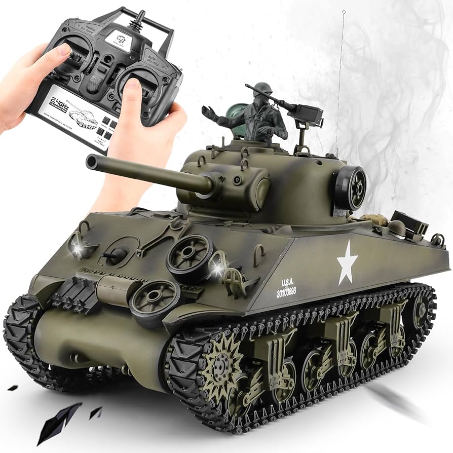 Amazon.co.jp: Ferthor Fun RCシャーマン戦車モデル、HengLong RC戦車