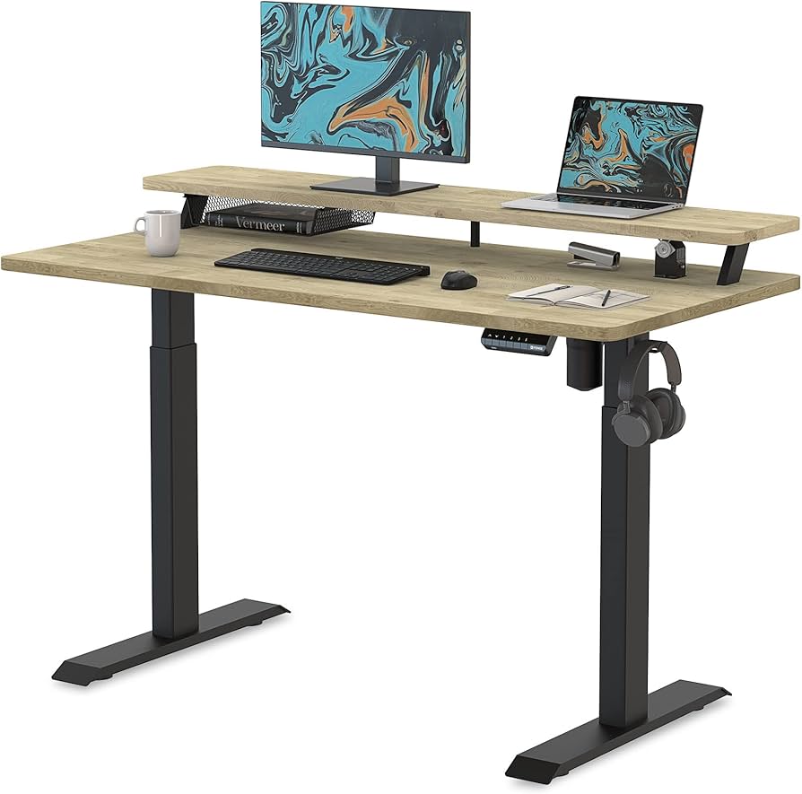 Amazon | Fenge 電動昇降デスクモニター台付きスタンディングデスク
