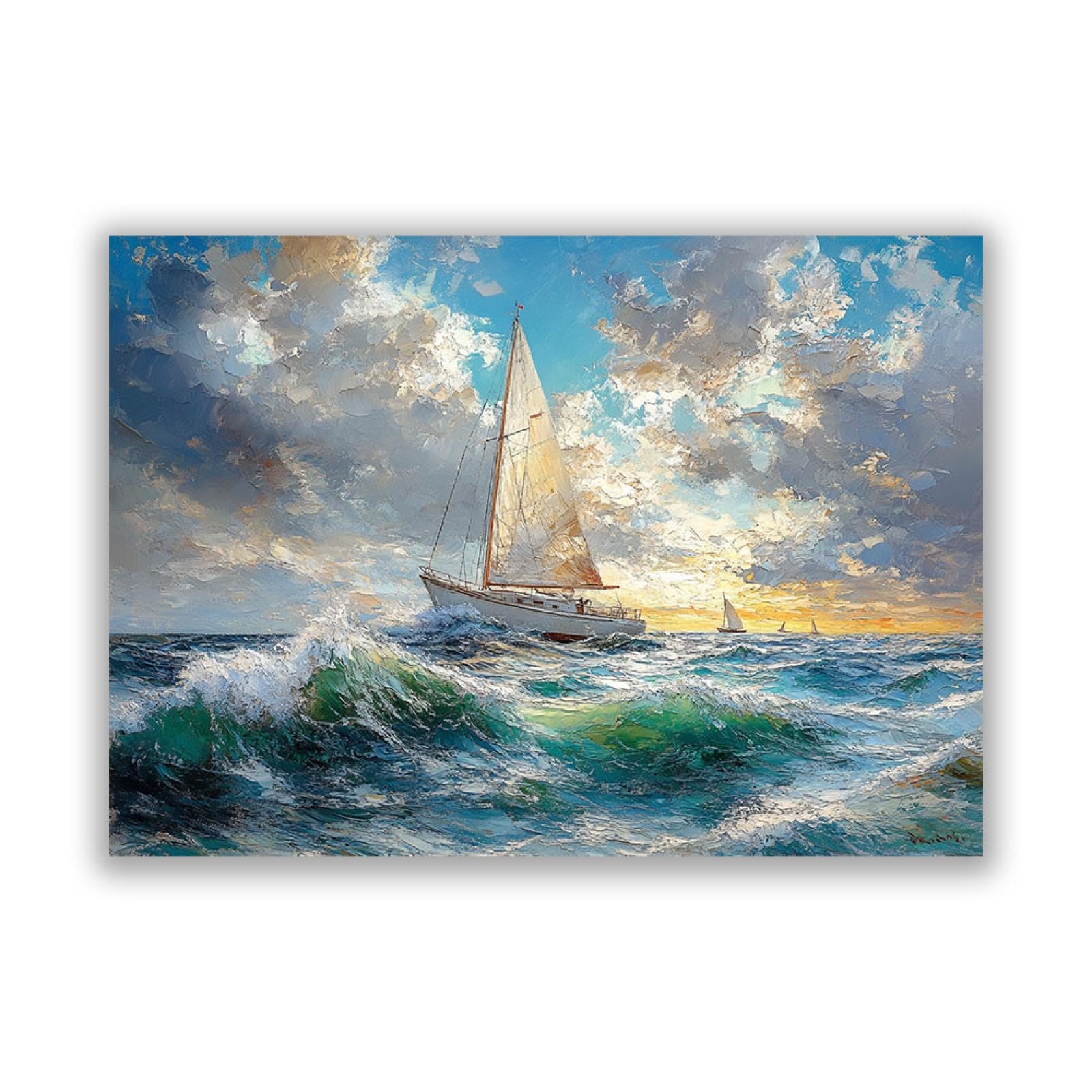 Amazon.co.jp: SHYAMIC 海絵 アート海 自然風景, 海を航行する船 海絵