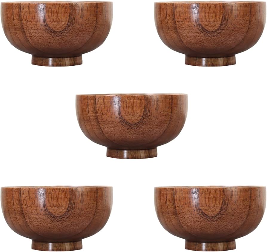 Amazon.co.jp: お椀 汁椀 木のお椀 木製 布袋 汁椀 5客セット : ホーム