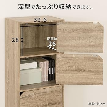 Amazon｜ぼん家具 カラーボックス 扉付き 5段 幅42×奥行29.1×高さ147.6