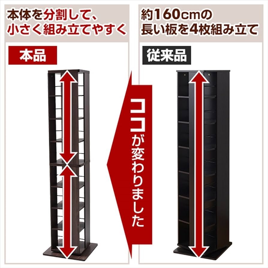 Amazon｜山善(YAMAZEN) 回転本棚 8段 幅45×奥行45×高さ182.5cm 壁付け