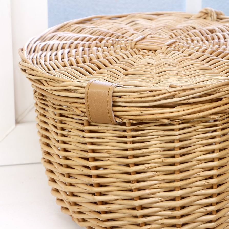 Amazon.co.jp: 丸型フタ付きバスケット(留鍵付き) : ホーム＆キッチン