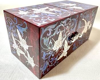 Amazon.co.jp: 極 韓国 螺鈿細工 螺鈿漆器 双子宝石箱ミニ ジュエリー