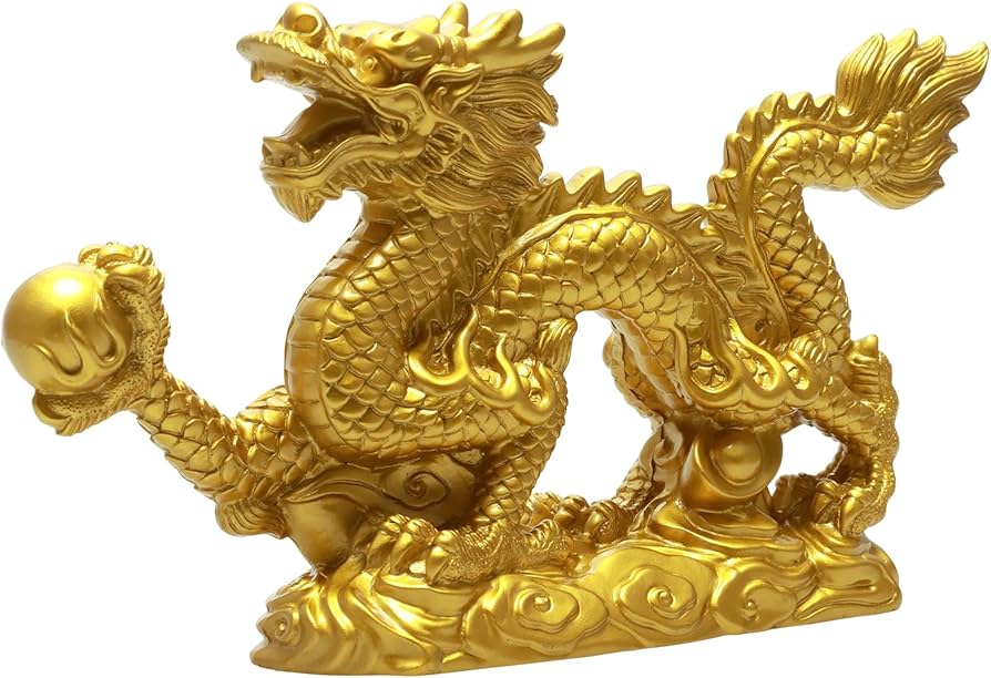 Amazon.co.jp: 龍の置物 風水 五本爪 金龍様 ドラゴン 精巧 置物 樹脂