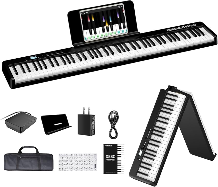 Amazon | TERENCE 電子ピアノ 88鍵盤 折り畳み式 ピアノ MIDI対応 携帯