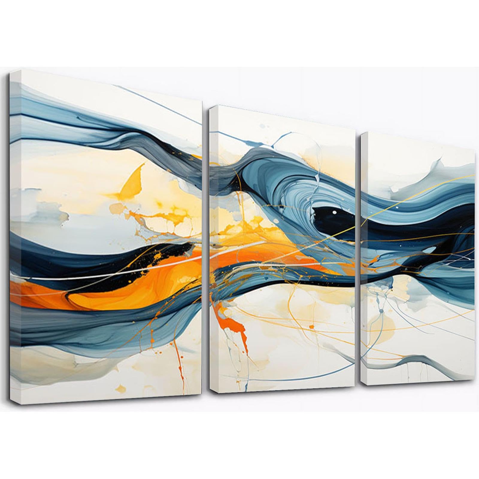 Amazon.co.jp: SHYAMIC アートパネル 抽象 3枚セット飾り絵 抽象画, 青