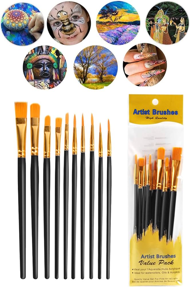 Amazon.co.jp: LIKENNY 画材筆 ペイントブラシ 10本セット 油絵筆 水彩