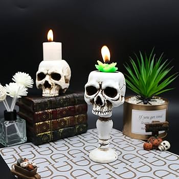 Amazon.com: Skull Candle Holder - Gothic Tabletop Cranium Skeleton