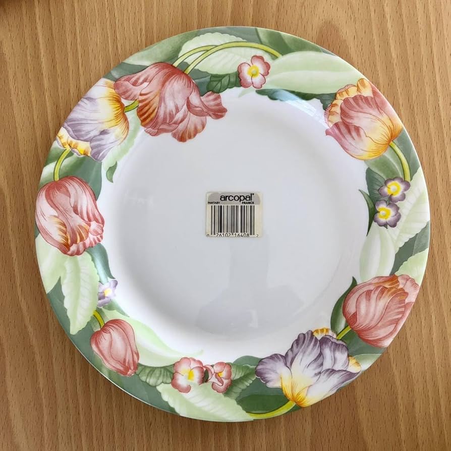 Amazon.co.jp: レトロ アルコパル 大皿4枚セット 耐熱ガラス 花柄