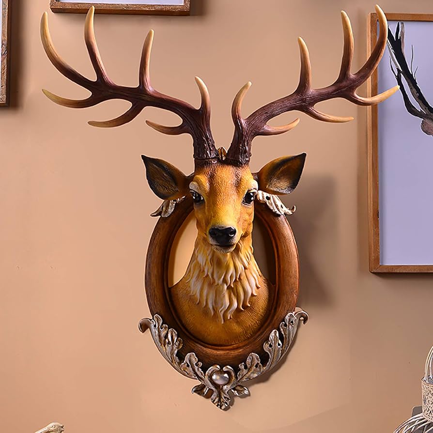 Amazon.co.jp: 壁に取り付けられたのどの鹿の頭より大きなのどの剥製